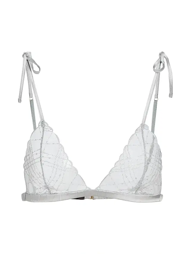 Women's A Pois Embroidered Soft Bra - Sterling