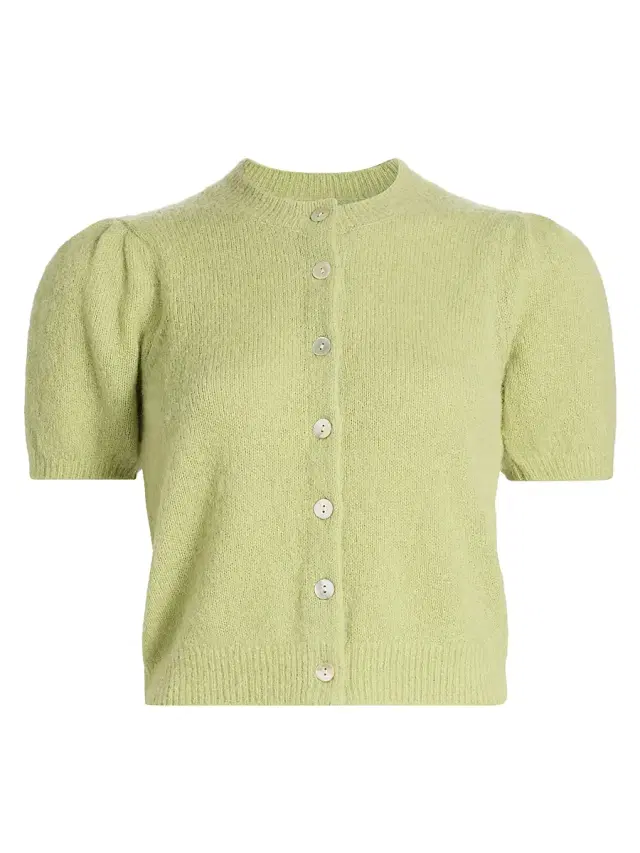 Women's Anisa Alpaca-Blend Puff-Sleeve Cardigan - Fernwood Green