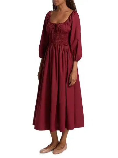 DÔEN Women's Quintessa Cotton Midi-Dress - Deep Crimson | Thumbnail 4