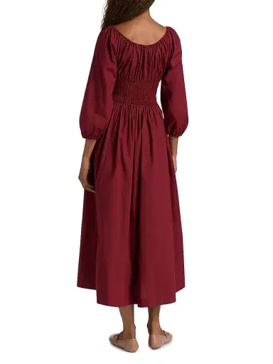 DÔEN Women's Quintessa Cotton Midi-Dress - Deep Crimson | Thumbnail 5