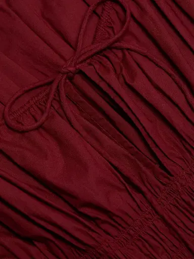 DÔEN Women's Quintessa Cotton Midi-Dress - Deep Crimson | Thumbnail 7