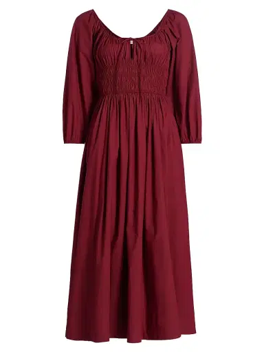 DÔEN Women's Quintessa Cotton Midi-Dress - Deep Crimson | Thumbnail 1