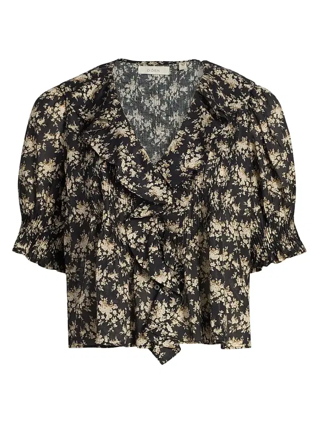 Women's Henri Floral Ruffle Top - Noir Rosier Floral