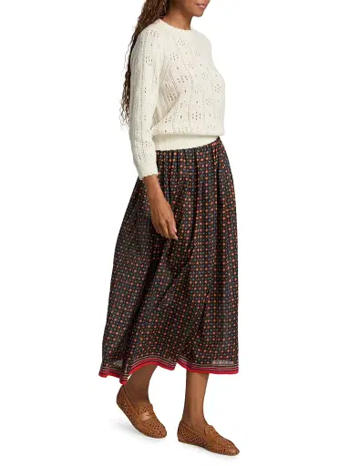 DÔEN Women's Emiliana Pointelle Knit Sweater - Ivory - Size XS | Thumbnail 2 DÔEN Women's Emiliana Pointelle Knit Sweater - Ivory - Size XS | Thumbnail 2