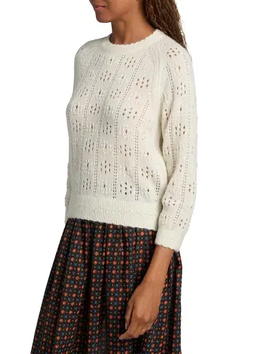 DÔEN Women's Emiliana Pointelle Knit Sweater - Ivory - Size XS | Thumbnail 4 DÔEN Women's Emiliana Pointelle Knit Sweater - Ivory - Size XS | Thumbnail 4