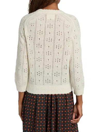 DÔEN Women's Emiliana Pointelle Knit Sweater - Ivory - Size XS | Thumbnail 5 DÔEN Women's Emiliana Pointelle Knit Sweater - Ivory - Size XS | Thumbnail 5