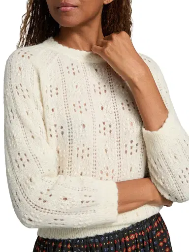 DÔEN Women's Emiliana Pointelle Knit Sweater - Ivory - Size XS | Thumbnail 6 DÔEN Women's Emiliana Pointelle Knit Sweater - Ivory - Size XS | Thumbnail 6