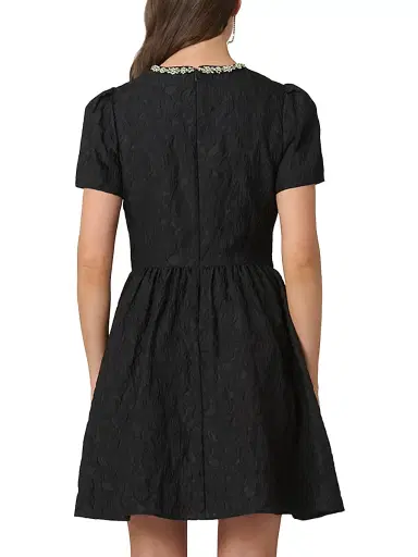 Shoshanna Women's Andie Textured Embellished Cocktail Dress - Jet Green Silver | Thumbnail 3 Shoshanna Women's Andie Textured Embellished Cocktail Dress - Jet Green Silver | Thumbnail 3