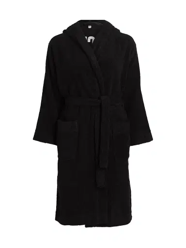 MOSCHINO Women's Intimo Donna Hooded Bathrobe - Black - Size Large | Thumbnail 1 MOSCHINO Women's Intimo Donna Hooded Bathrobe - Black - Size Large | Thumbnail 1