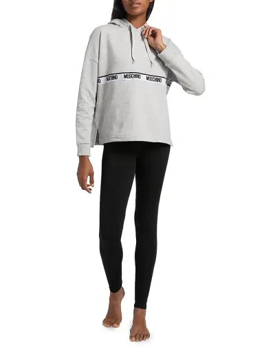 MOSCHINO Women's Intimo Donna Logo Stretch-Cotton Hoodie - Grey - Size Large | Thumbnail 2