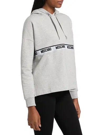 MOSCHINO Women's Intimo Donna Logo Stretch-Cotton Hoodie - Grey - Size Large | Thumbnail 4