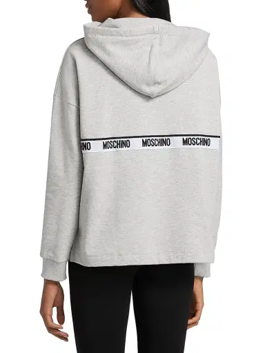 MOSCHINO Women's Intimo Donna Logo Stretch-Cotton Hoodie - Grey - Size Large | Thumbnail 5