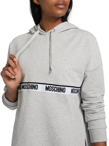 MOSCHINO Women's Intimo Donna Logo Stretch-Cotton Hoodie - Grey - Size Large | Thumbnail 6