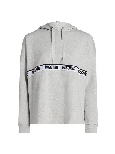 MOSCHINO Women's Intimo Donna Logo Stretch-Cotton Hoodie - Grey - Size Large | Thumbnail 1