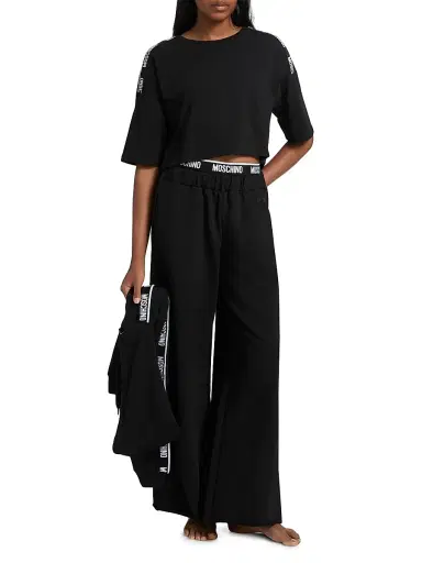 MOSCHINO Women's Intimo Donna Home Stretch-Cotton Pants - Black - Size Small | Thumbnail 2 MOSCHINO Women's Intimo Donna Home Stretch-Cotton Pants - Black - Size Small | Thumbnail 2