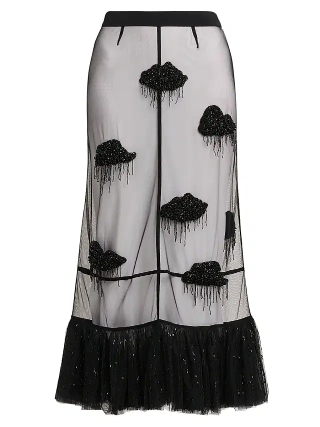 MOSCHINO Women's Appliqué Mesh Midi-Skirt - Multi Black