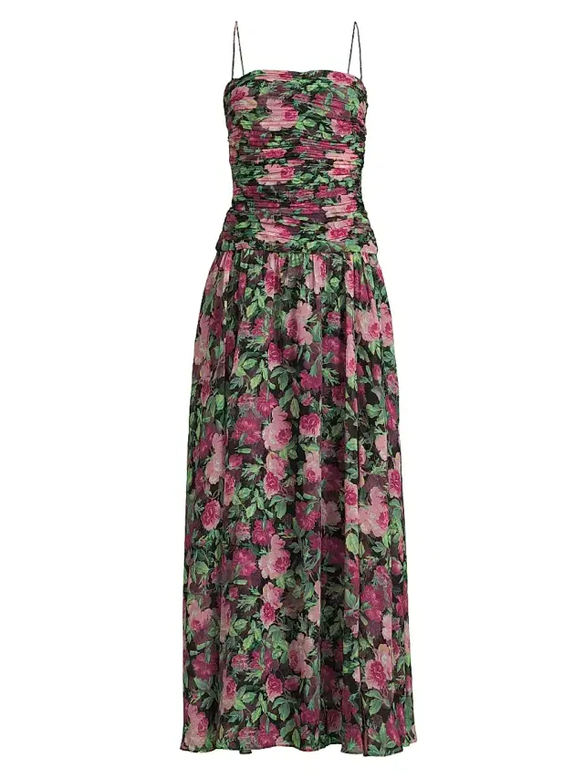 Ungaro Women's Dylan Floral Chiffon Ruched Maxi Dress - Magenta Multi