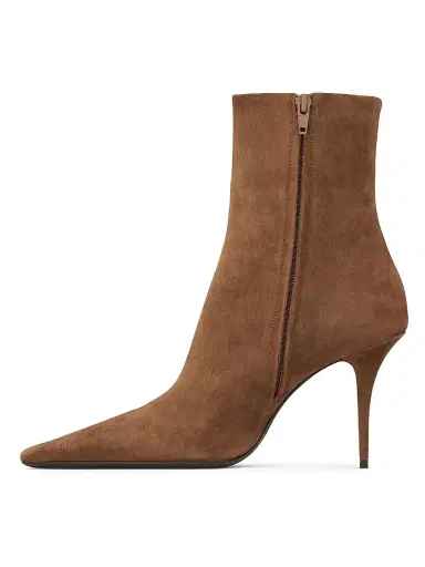 Saint Laurent Women's Ashley Booties in Suede | Thumbnail 3