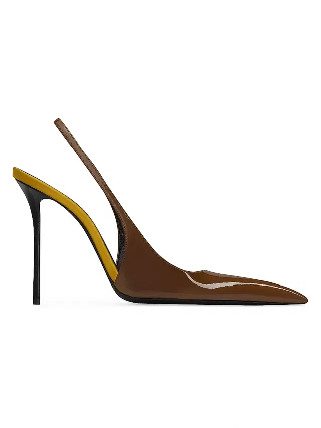 Women's Amalia Slingback Pumps in Patent Leather - Wood Ocre