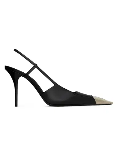 Saint Laurent Women's Jeanne Slingback Pumps in Glazed Leather | Thumbnail 1