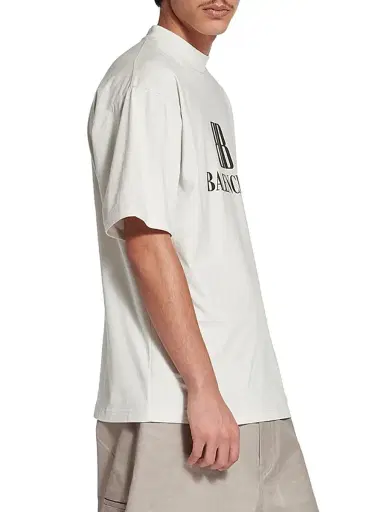 Balenciaga Men's Nano BB T-Shirt Medium Fit - Dirty White - Size XS | Thumbnail 4