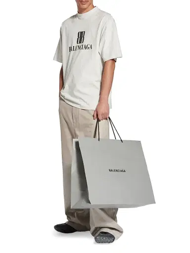 Balenciaga Men's Nano BB T-Shirt Medium Fit - Dirty White - Size XS | Thumbnail 6