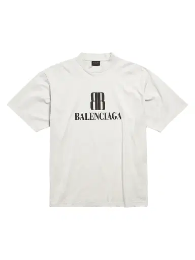 Balenciaga Men's Nano BB T-Shirt Medium Fit - Dirty White - Size XS | Thumbnail 1