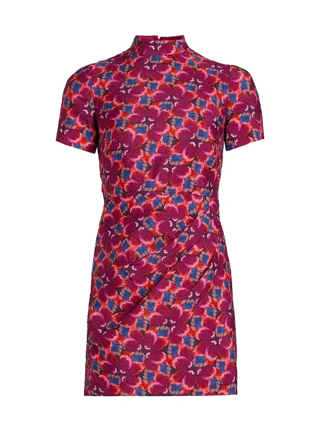Saloni Women's Draped Floral Sheath Minidress - Quail Magenta