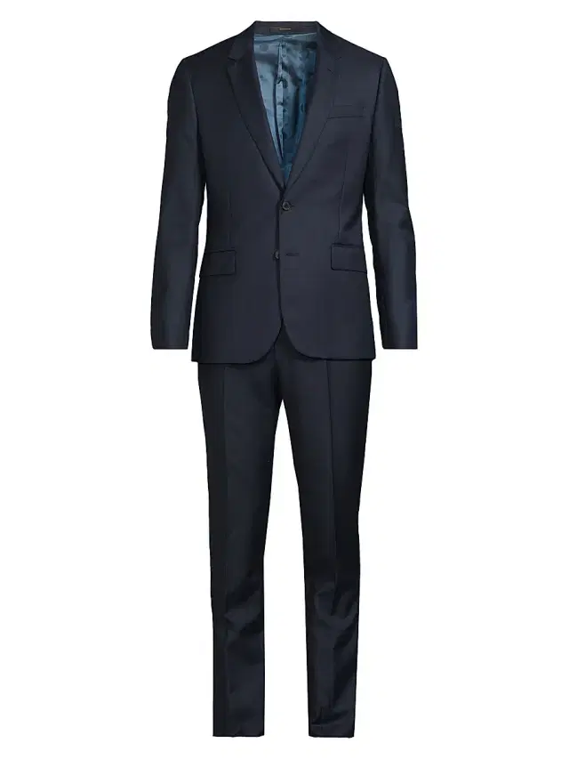 Men's Tailored Fit Two-Button Wool Suit - Very Dark Navy