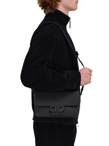 Ferragamo Men's Leather Lock Shoulder Bag | Thumbnail 2 Ferragamo Men's Leather Lock Shoulder Bag | Thumbnail 2