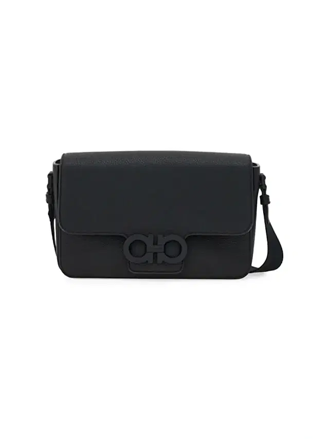 FERRAGAMO Men's Leather Lock Shoulder Bag - Nero
