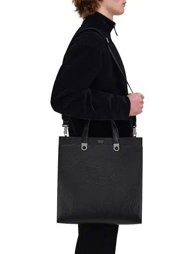 Ferragamo Men's Trading Hammered Leather Tote | Thumbnail 2 Ferragamo Men's Trading Hammered Leather Tote | Thumbnail 2