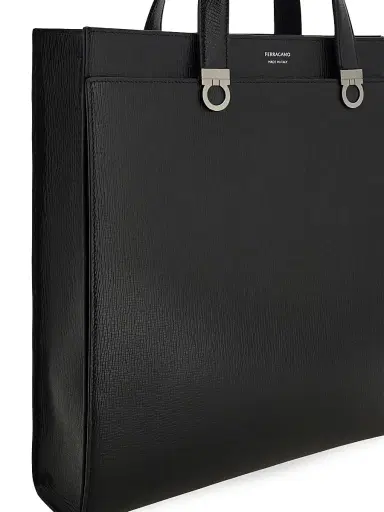 Ferragamo Men's Trading Hammered Leather Tote | Thumbnail 7 Ferragamo Men's Trading Hammered Leather Tote | Thumbnail 7