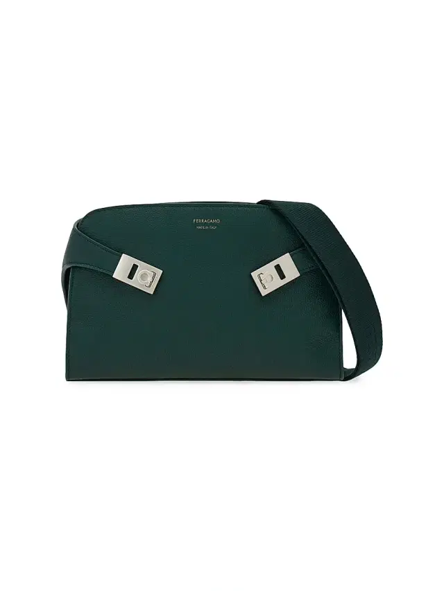 Men's Hug Hammered Leather Crossbody Bag - Moss