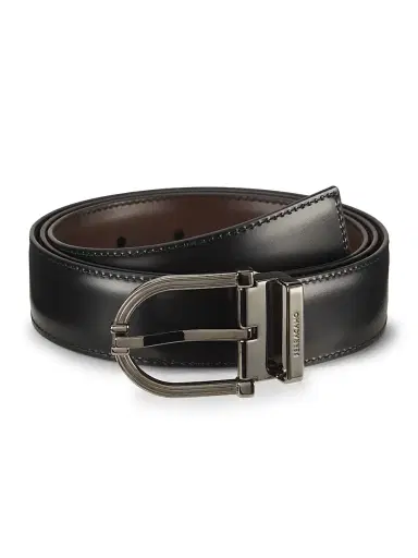FERRAGAMO Men's Embossed Reversible Leather Belt - Moro Nero | Thumbnail 3 FERRAGAMO Men's Embossed Reversible Leather Belt - Moro Nero | Thumbnail 3