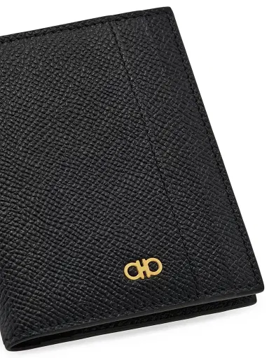 FERRAGAMO Men's Micro Gancio Bi-Fold Wallet - Nero | Thumbnail 5 FERRAGAMO Men's Micro Gancio Bi-Fold Wallet - Nero | Thumbnail 5