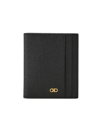 FERRAGAMO Men's Micro Gancio Bi-Fold Wallet - Nero | Thumbnail 1 FERRAGAMO Men's Micro Gancio Bi-Fold Wallet - Nero | Thumbnail 1