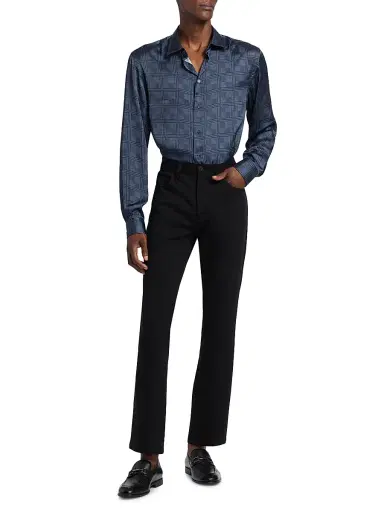 Emporio Armani Men's Plaid Sport Shirt - Blue Check | Thumbnail 2