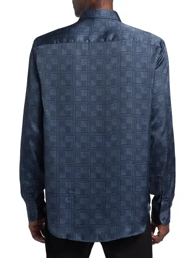 Emporio Armani Men's Plaid Sport Shirt - Blue Check | Thumbnail 5