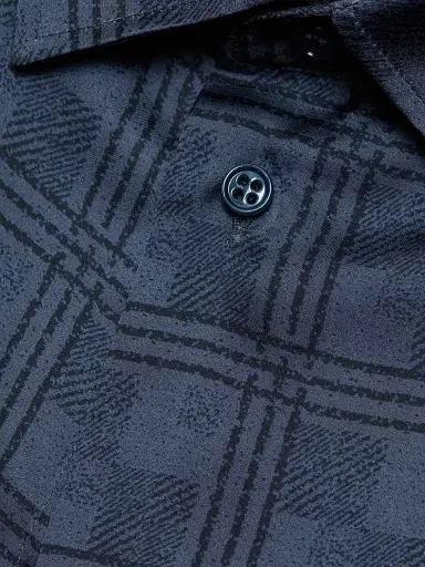 Emporio Armani Men's Plaid Sport Shirt - Blue Check | Thumbnail 7