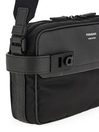 Ferragamo Men's Twins Gancini East-West Crossbody Bag | Thumbnail 7 Ferragamo Men's Twins Gancini East-West Crossbody Bag | Thumbnail 7