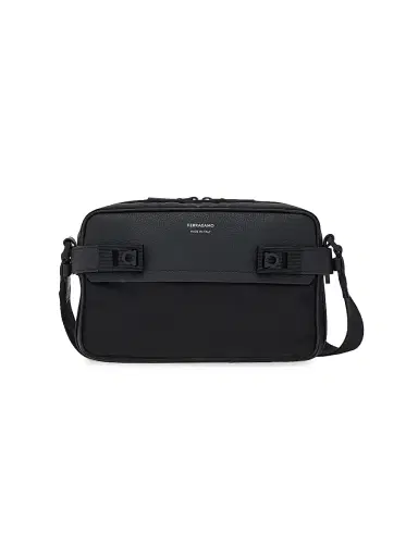 Ferragamo Men's Twins Gancini East-West Crossbody Bag | Thumbnail 1 Ferragamo Men's Twins Gancini East-West Crossbody Bag | Thumbnail 1