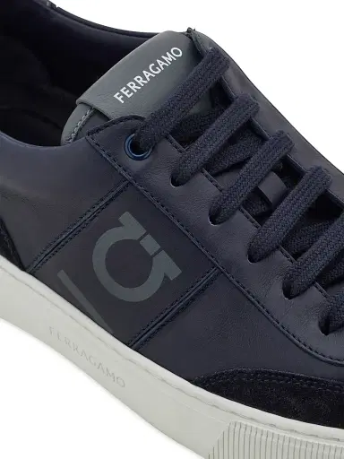 Ferragamo Men's Alaska Leather & Suede Low-Top Sneakers - Blue Marine - Size 13 | Thumbnail 6 Ferragamo Men's Alaska Leather & Suede Low-Top Sneakers - Blue Marine - Size 13 | Thumbnail 6