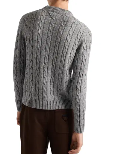 Prada Men's Cashmere Crew-Neck Sweater - Grey - Size 40 | Thumbnail 3 Prada Men's Cashmere Crew-Neck Sweater - Grey - Size 40 | Thumbnail 3