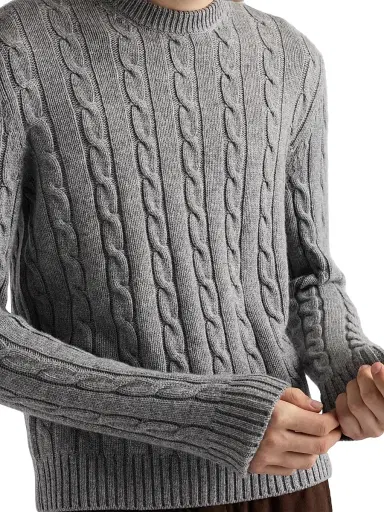 Prada Men's Cashmere Crew-Neck Sweater - Grey - Size 40 | Thumbnail 4 Prada Men's Cashmere Crew-Neck Sweater - Grey - Size 40 | Thumbnail 4