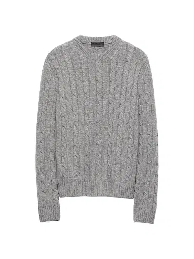 Prada Men's Cashmere Crew-Neck Sweater - Grey - Size 40 | Thumbnail 1 Prada Men's Cashmere Crew-Neck Sweater - Grey - Size 40 | Thumbnail 1