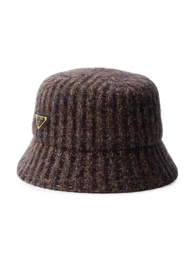 Prada Women's Mélange Knit Bucket Hat - Brown | Thumbnail 4