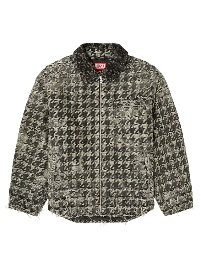 Diesel Men's D-Elmo-Fsh Houndstooth Denim Jacket - Black Denim
