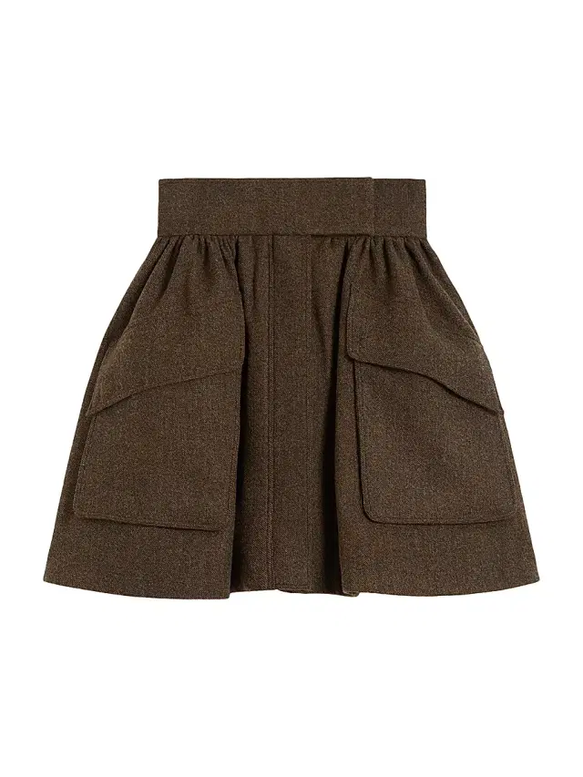 Women's Short Wool Skirt - Brown