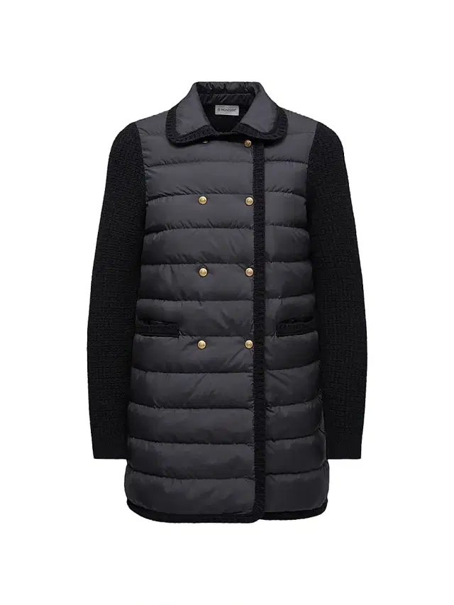 Women's Down-Filled Cardigan in Wool and Cashmere - Black